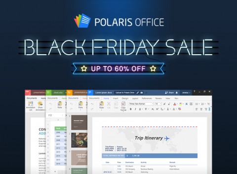 Polaris Office Inc. is rolling out Black Friday deals on its applications. It will take up to 60% off their original prices in 148 countries for personal users.