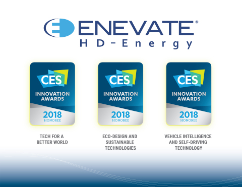 Enevate의 전기자동차용 HD-Energy® 배터리 기술이 CES 2018 어워드 3개 부문에서 수상했다