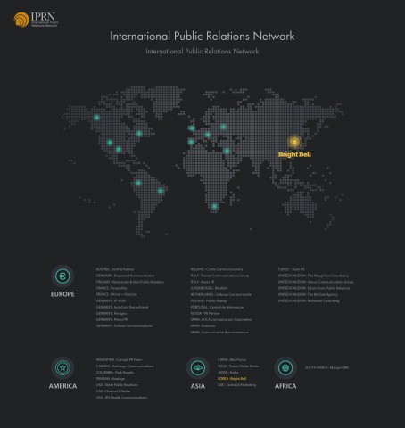 브라이트벨 크리에이티브 그룹이 글로벌 마케팅 네트워크 조직인 IPRN의 대한민국 공식 파트너사로 선정되었다. 사진은 IPRN의 대륙별 파트너사