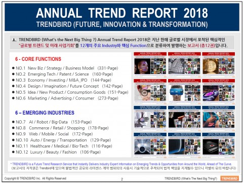 트렌드버드가 2018년 핵심 비즈니스 동향에 대한 예측을 담은 2018 트렌드 전망 보고서를 발간했다
