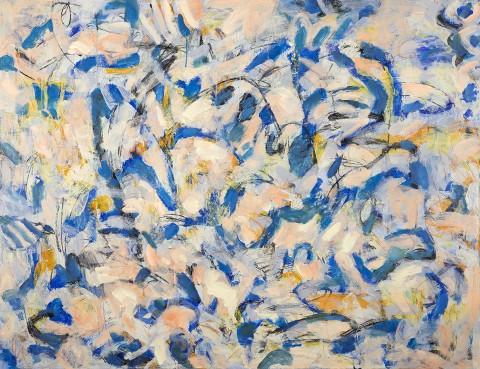 서선경, Visual Story-Blue Allegro, 116.8x91cm, acrylic, oil pastel on canvas, 2017