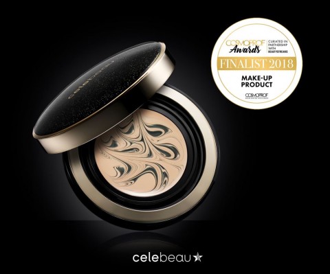 BLACK SERUM PACT by CELEBEAU selected as a finalist in the make-up product category at Cosmoprof Awards in Bologna, Italy