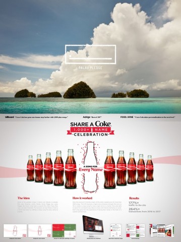 2018 부산국제광고제 올해의 그랑프리 수상작 Palau Pledge(팔라우 서약·위)과 코카콜라, 1000개의 이름을 공유하다(Share a Coke 1,000 Name Celebration)