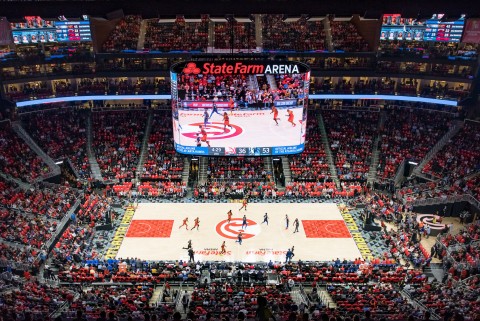 삼성전자가 NBA 경기장에 설치한 360 LED 스크린
