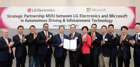 LG전자가 마이크로소프트와 인공지능 자율주행 SW 개발을 위한 업무협약을 체결했다