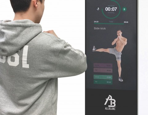 Allblanc launches its healthcare mirror display Allblanc Mirror Fit at CES 2019. Allblanc Mirror Fit, a mirror display-based healthcare device is a new platform that is being developed to enable users to learn diverse exercises remotely at home or in a fitness center.