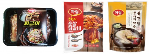 (왼쪽부터)하림 달큰 짜글이, 춘천식 순살 닭갈비, 토종닭 통다리 백숙