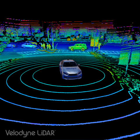 고속도로에서의 자율 주행 및 첨단 차량 안전을 위해 특별히 제작된 라이더 센서 Velodyne Alpha Puck ™의 3D 포인트 클라우드
