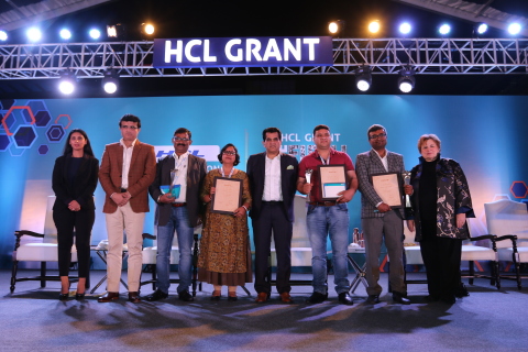 Recipients of HCL GRANT 2019 Felicitated by Amitabh Kant & Sourav Ganguly