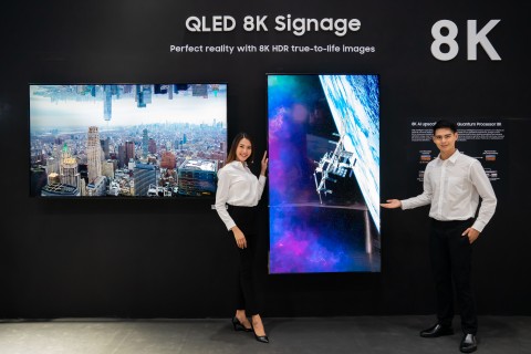 삼성전자가 디스플레이 전문 전시회 동남아 인포콤 2019에 참가해 퀀텀닷 소재 기술과 8K 고해상도를 접목해 최고의 화질을 구현한 상업용 QLED 8K 사이니지를 전시한다