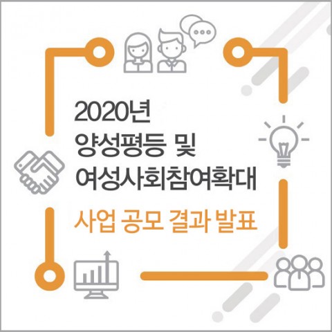 한국양성평등교육진흥원이 2020년 양성평등 및 여성사회참여확대 사업 공모 결과를 발표했다