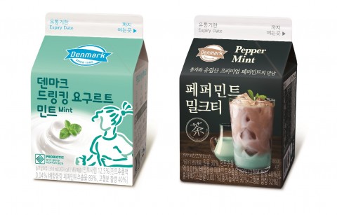동원F&B가 덴마크 드링킹 요구르트 민트와 덴마크 페퍼민트 밀크티를 출시했다
