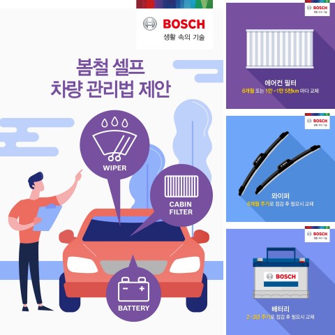 한국 내 보쉬 자동차부품 애프터마켓 사업부가 새봄을 맞아 자사 페이스북 페이지를 통해 셀프 차량 관리법을 제안한다