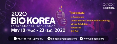 BIO KOREA 2020 will be held as an online convention from May 18 09:00 to 23 18:00 2020