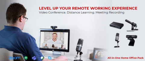 AVerMedia가 추천하는 재택근무 및 온라인 수업용 장비인 마이크USB AM310, Live Streamer CAM 313, Live Streamer MIC 133