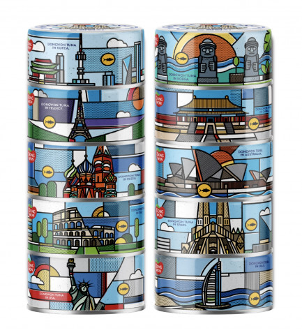 동원F&B가 동원참치에 세계 각국의 랜드마크 담은 동원참치 아트캔을 출시했다