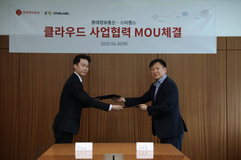 스타랩스와 롯데정보통신이 전략적 협력을 통한 국내외 클라우드 사업의 확장과 발전을 위해 업무 협약을 체결했다