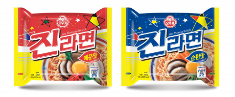 오뚜기가 진라면 패키지 다자인을 리뉴얼해 출시했다