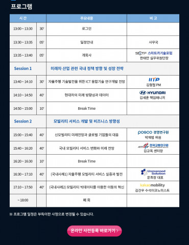 2020 SmartCar Tech + Future Mobility Summit 프로그램 소개