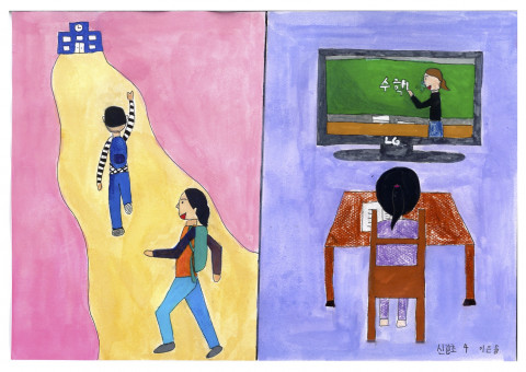 전시 ‘용례채집: 관계의 재해석’을 통해 수집된 작품. 이은솔 어린이가 생각하는 코로나시대에 느끼고 있는 ‘변화’라는 단어의 이미지