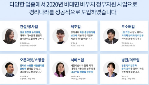 비대면 바우처를 통해 경리나라를 도입한 다양한 기업 사례를 경리나라 홈페이지에서 확인할 수 있다