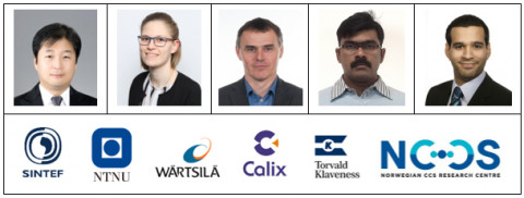 왼쪽부터 서울대학교 조선해양공학과 임영섭 교수, SINTEF 총괄 PM S. Gardarsdottir, WP1책임자 A. Valland(SINTEF Ocean), WP3 책임자 R