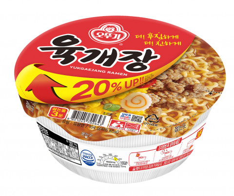 오뚜기가 육개장 컵을 20% 증량해 리뉴얼 출시했다