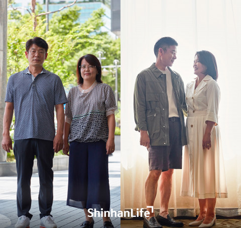 이벤트에 참여한 고객이 스타일링 전(왼쪽)과 후 모습을 추억으로 남기기 위해 화보 촬영을 하고 있다
