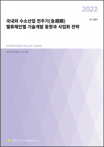 데이코산업연구소가 발간한 ‘2022 국내외 수소산업 전주기 밸류체인별 기술개발 동향과 사업화 전략’ 보고서 표지