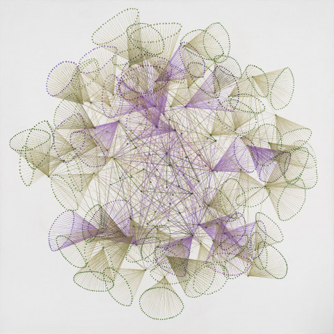 Breeze-B06, 100x100cm, Pencil, Acrylic on canvas, 2021