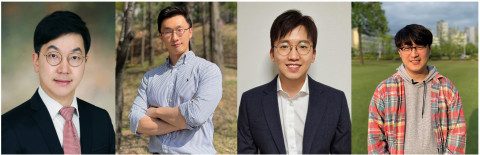 왼쪽부터 서울대학교 전기·정보공학부 곽정훈 교수, 성균관대학교 임재훈 교수, 서울대학교 전기·정보공학부 이태수 박사과정, 성균관대학교 김병재 석사과정
