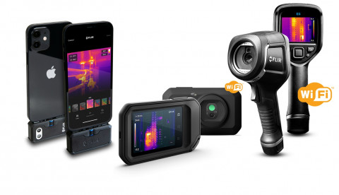 왼쪽부터 FLIR의 보급형 열화상 카메라 모델인 FLIR ONE PRO, C5, E5