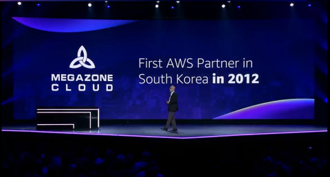 메가존클라우드가 AWS re:Invent 기조연설에서 성공적인 디지털 전환 사례 기업으로 언급됐다(자료 출처 : re:Invent 웹페이지)