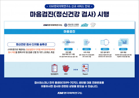 KMI한국의학연구소가 전국 건강검진센터에 도입한 신규 서비스 ‘마음검진’ 안내 자료