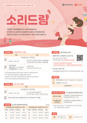 2022 인공달팽이관 수술비 지원사업 안내 포스터