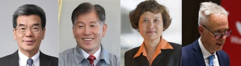 왼쪽부터 가삼현 한국조선해양 부회장, 박두선 대우조선해양 사장, 징선 미시건대 교수, 닐 카바나 우드사이드 에너지 기술총괄