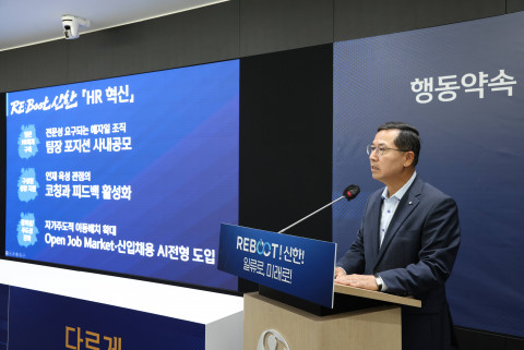 임영진 사장이 이날 회의를 통해 창의성과 주도성을 겸비한 인재를 육성하기 위한 HR 혁신 방안을 발표하고 있다