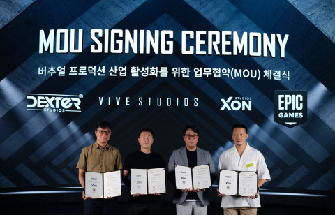 왼쪽부터 덱스터 스튜디오 김욱 대표, 비브스튜디오스 김세규 대표, 엑스온 스튜디오 장원익 대표, 에픽게임즈 코리아 박성철 대표