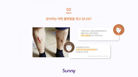 Sunny Scholar 달구레인 팀이 기획한 ‘저시력 시각장애인 도보 편의시설 민원 대행 서비스’의 발표 PPT