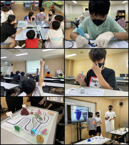 시립강동청소년센터 청소년방과후아카데미 두빛나래 청소년들이 3D 펜과 오조봇을 활용해 강동구 선사시대 역사지도를 완성했다
