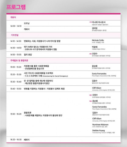 2022 자원봉사 국제포럼 진행 일정