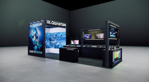 지스타 2022의 JBL QUANTUM 부스 렌더링