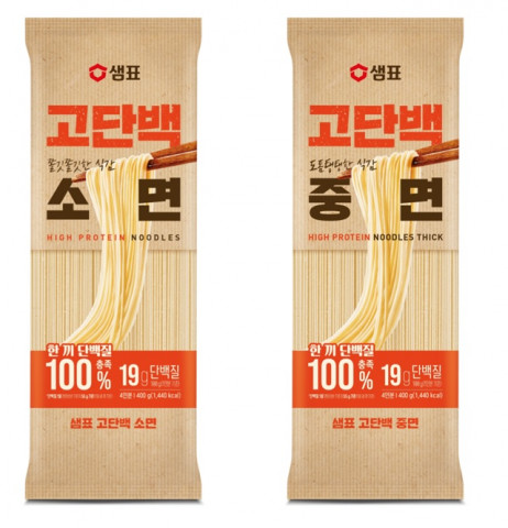 샘표가 출시한 고단백면 2종(소면, 중면)
