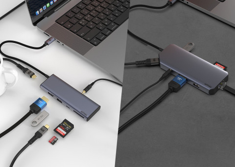 왼쪽부터 USB C타입 7in1 4K 60hz Gen2 10Gbps 멀티허브(모델명: MH310), USB C타입 10in1 4K 60hz Gen2 10Gbps 멀티허브(모델명: