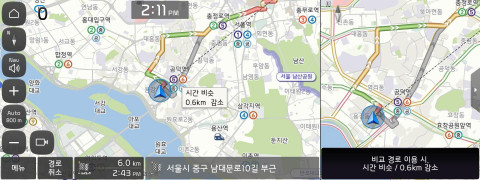 현대오토에버가 업데이트한 비교경로 안내 화면