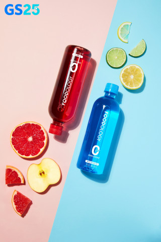 GS25에서 판매하는 빨간물콜레티워터500ML, 파란물터보붐워터500ML 상품