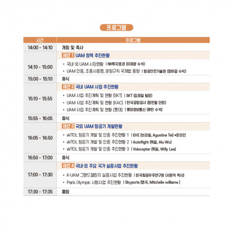 ‘2023 K-UAM 국제 콘퍼런스’ 프로그램 일정표