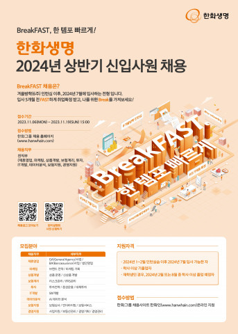 한화생명 2024 신입사원 채용 공고 포스터
