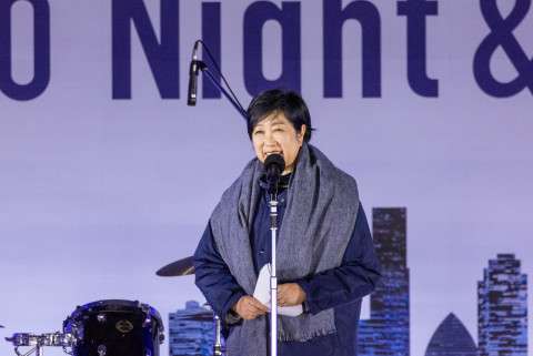 Governor Yuriko Koike delivers a speech (Photo: Business Wire)