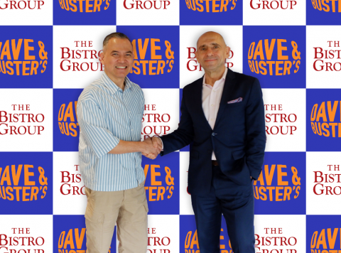 Antonio Bautista, Chief International Development Officer of Dave & Buster’s and Paul Manuud, Presid